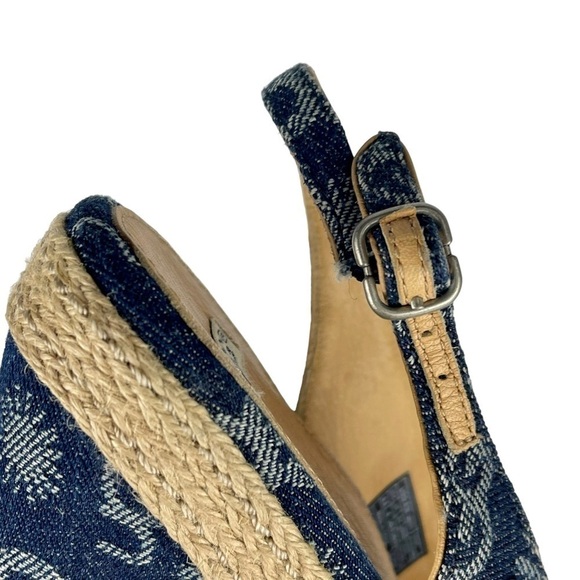 UGG NOELLA Y2K DENIM LOGO PEEP TOE SLINGBACK ESPADRILLE WEDGE HEELS - Picture 9 of 12